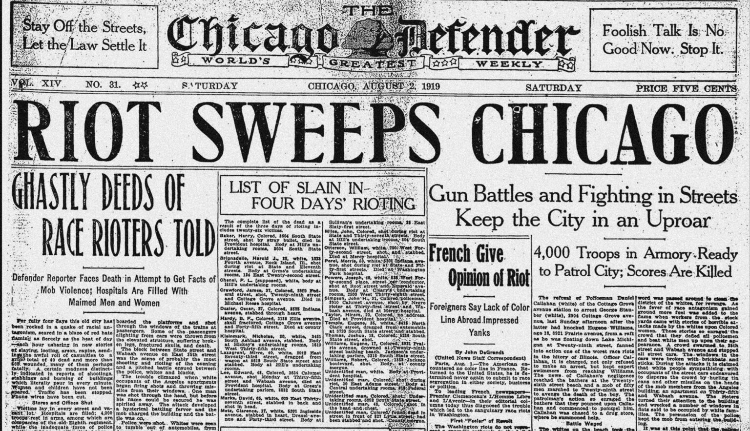 1919 Chicago Race Massacre Chicago Defender