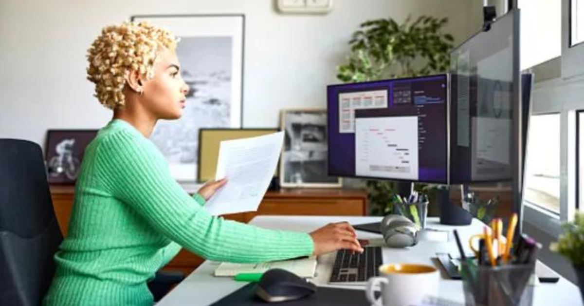 woman working at a desk