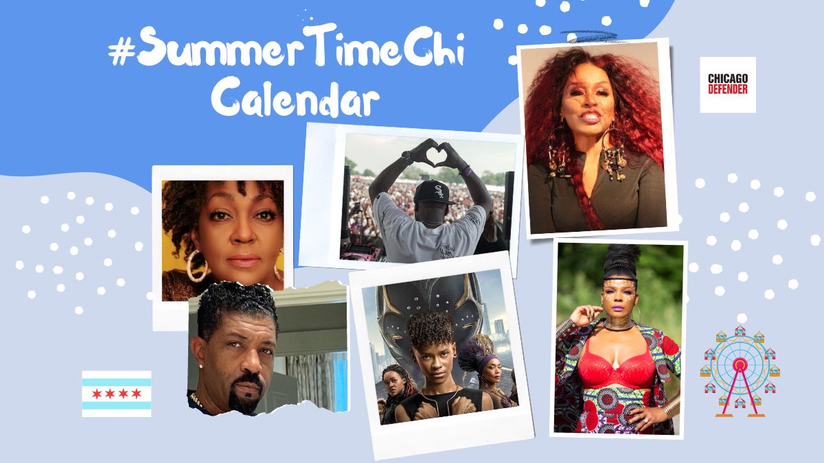 Photo Collage of artists and events playing in Chicago this summer.