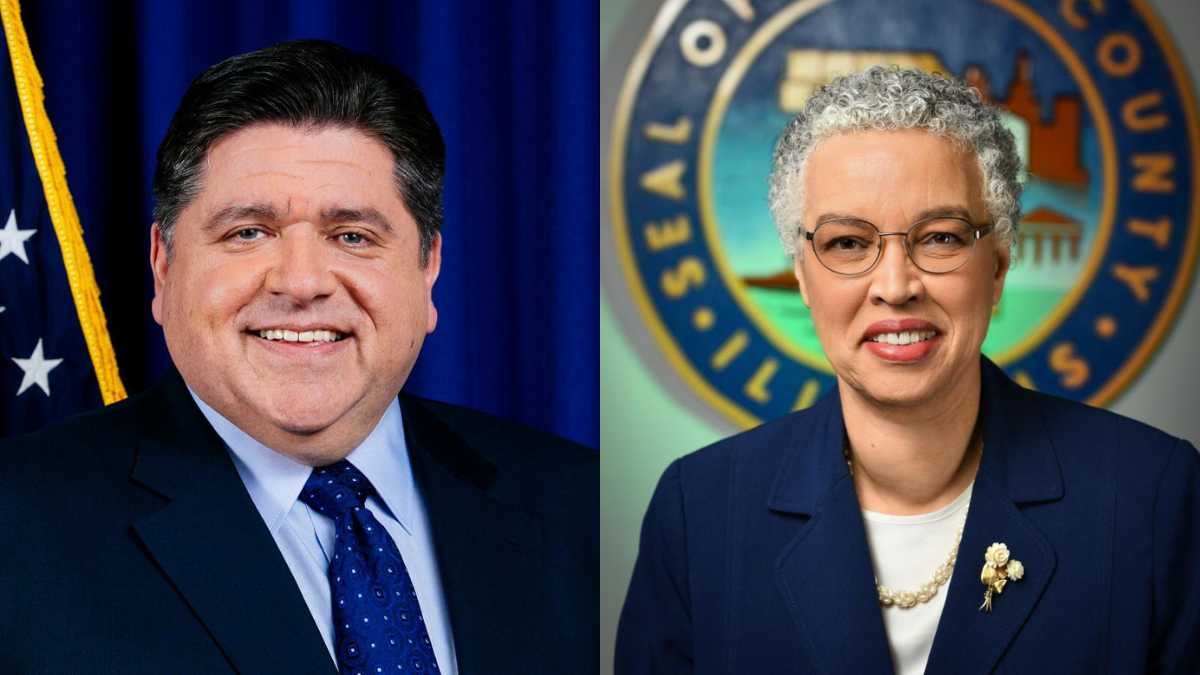 Illinois Gov. JB Pritzker and Cook County Board President Toni Preckwinkle