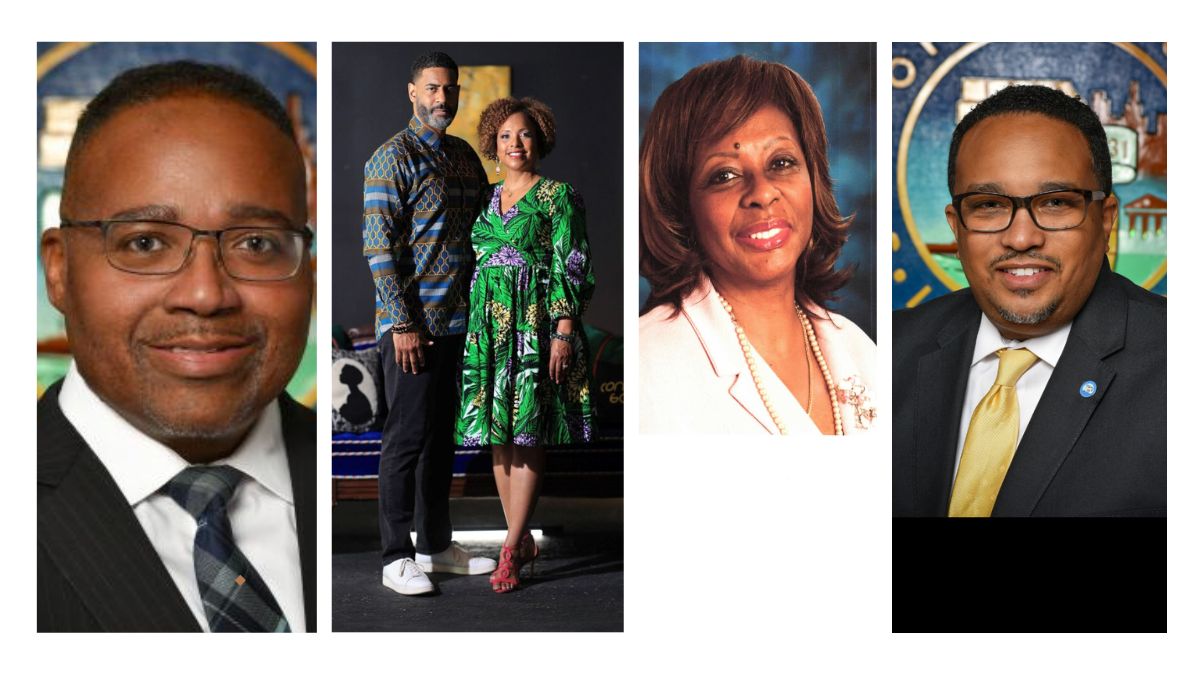 Cook County Commissioner Dennis Deer, Rev. Otis and First Lady Monica Moss of Trinity United Church of Christ, Sen. Mattie Hunter and Cook County Commissioner Stanley Moore.