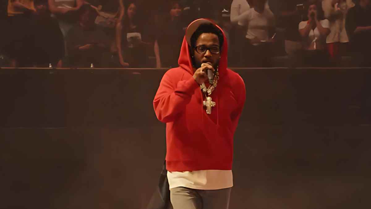 Screenshot of Kendrick Lamar performing at The Pop Out -- Ken and Friends