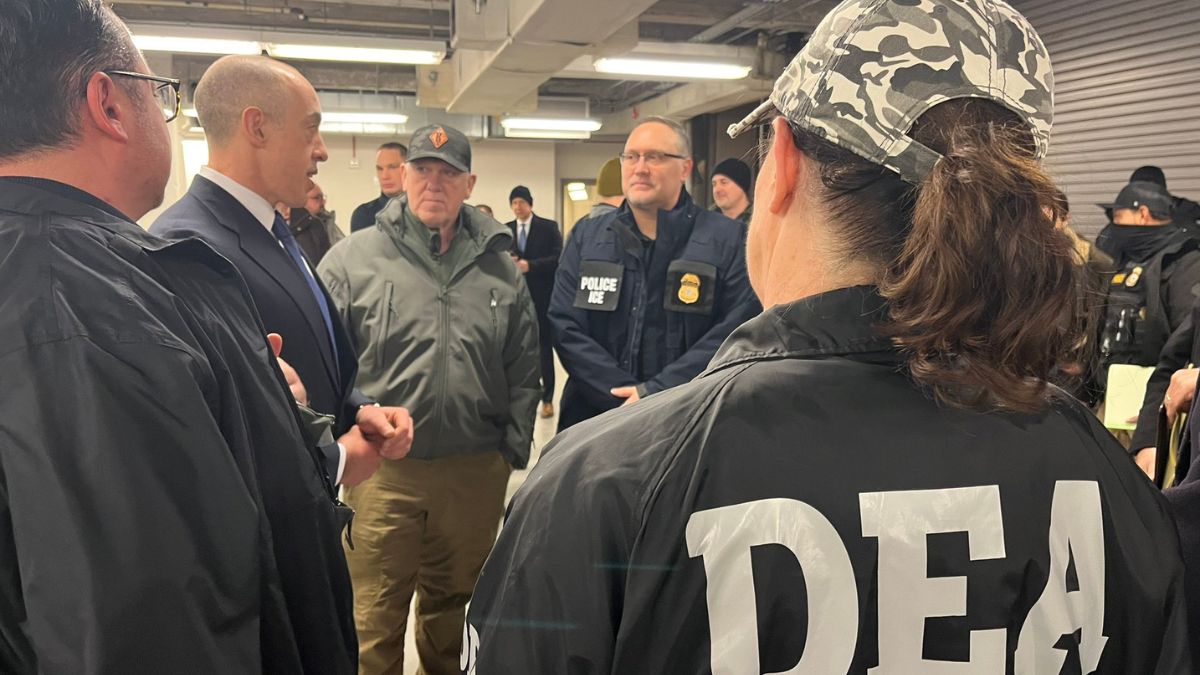 Acting Deputy Attorney General Emil Bove with border czar Tom Homan with ATF and Customs and Border Protection agents