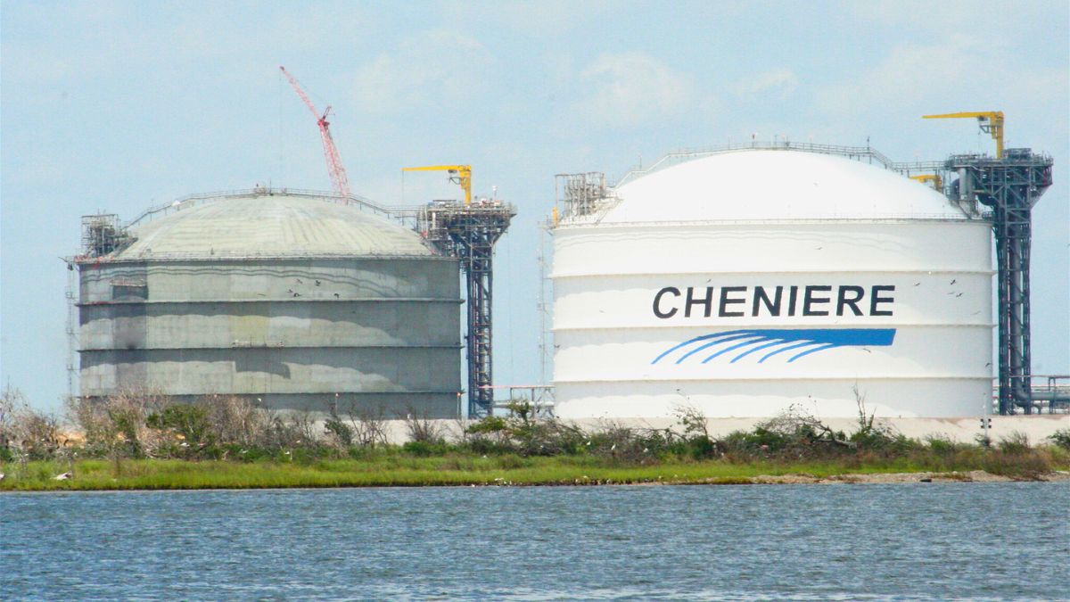 LNG storage tanks under construction.