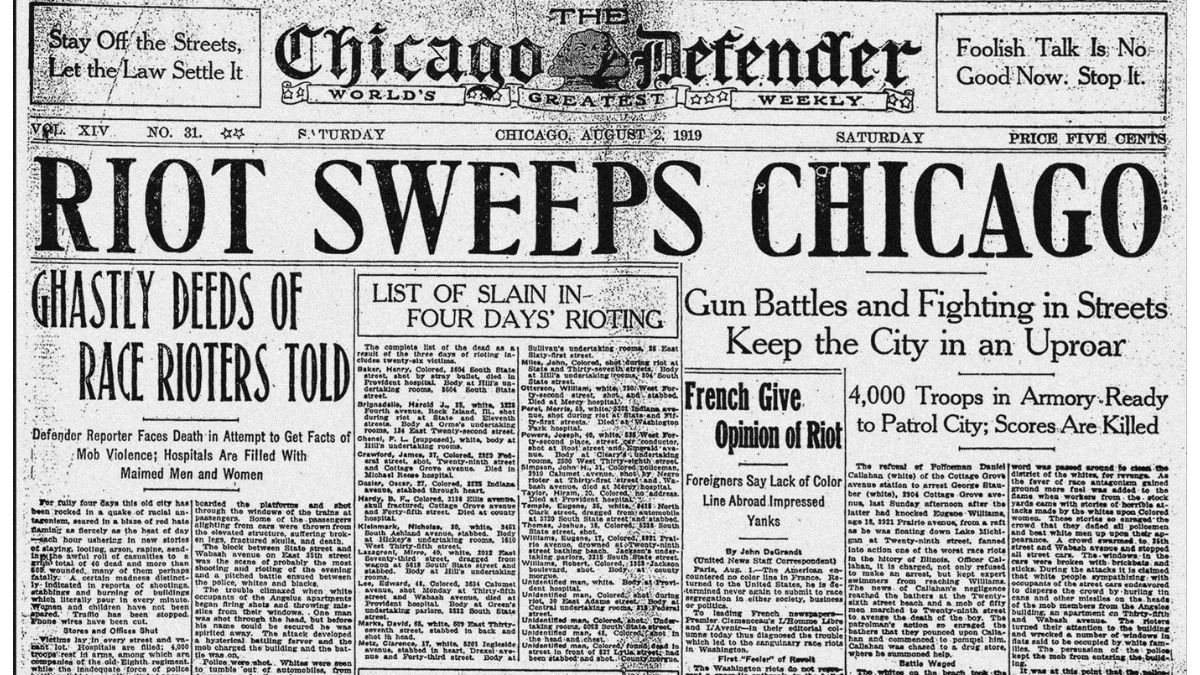 The Chicago Defender Aug. 2 1919 edition that chronicles the Chicago Race Riot.