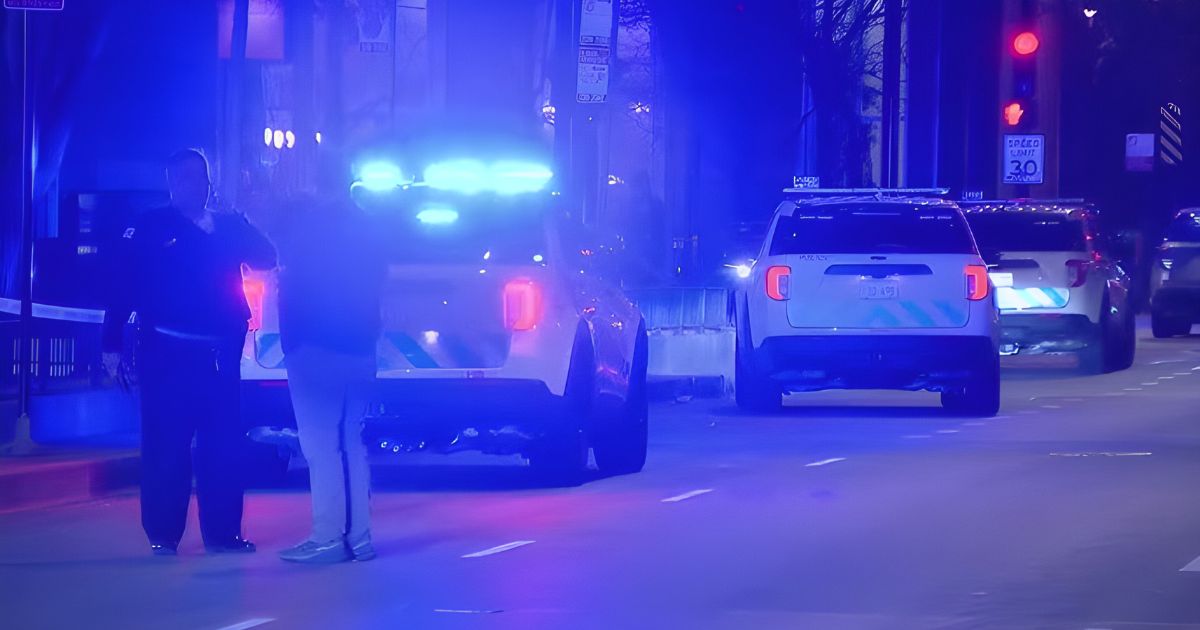 Police cars at night after teen takeover